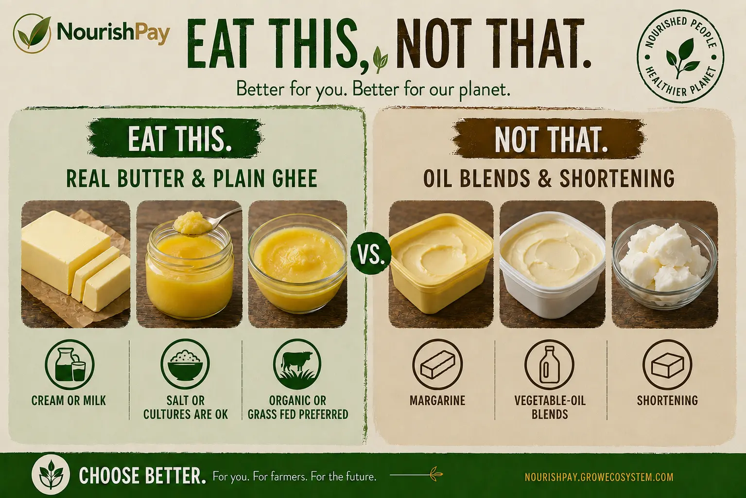 NourishPay Eat This, Not That guide for Butter and ghee