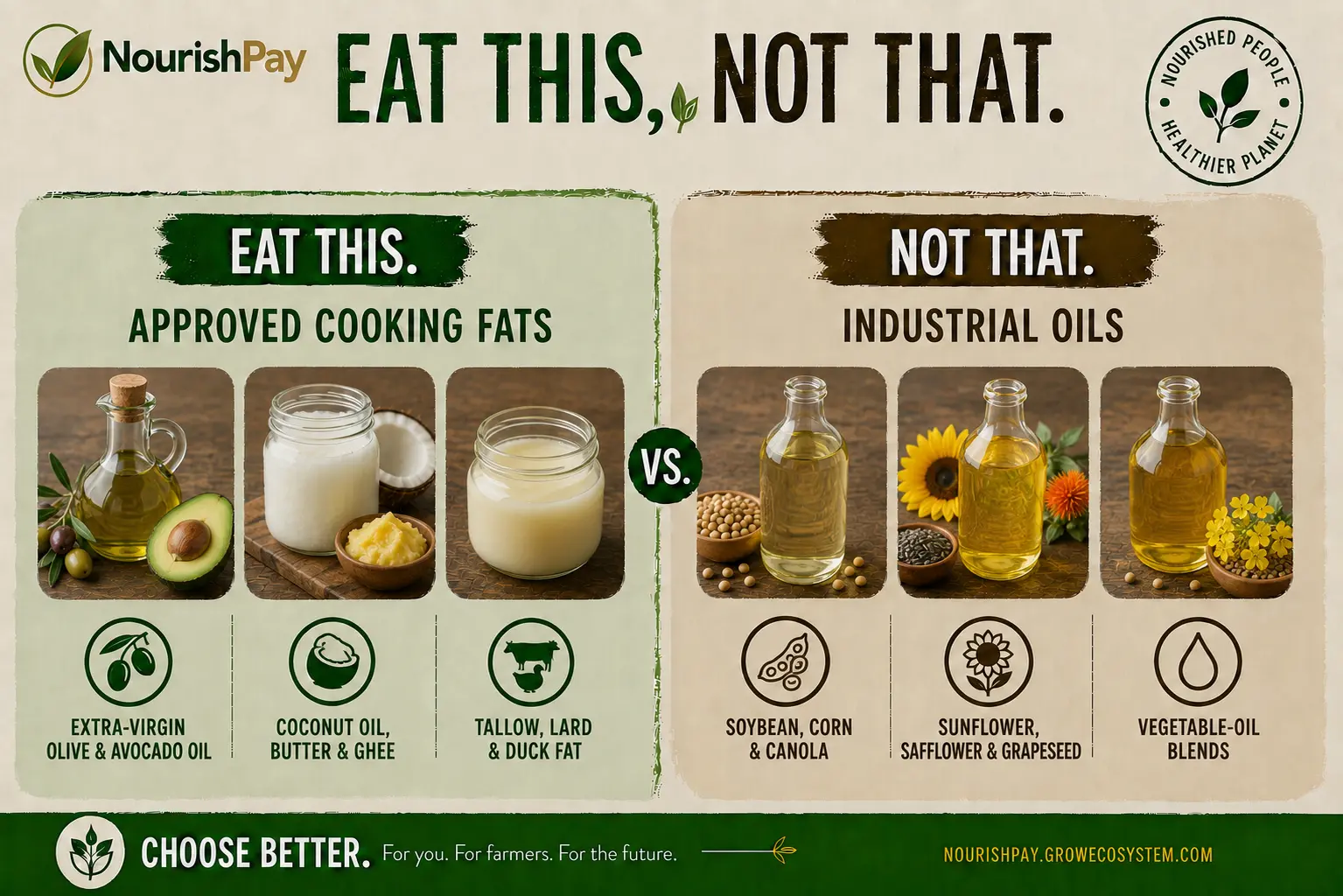 NourishPay Eat This, Not That guide for Cooking oils and fats