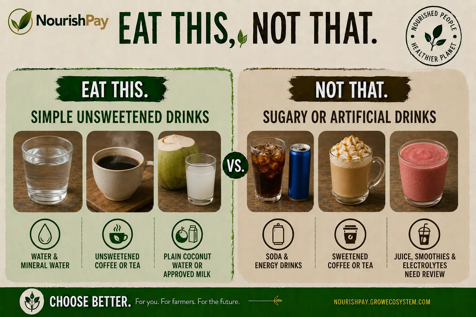 NourishPay Eat This, Not That guide for Drinks