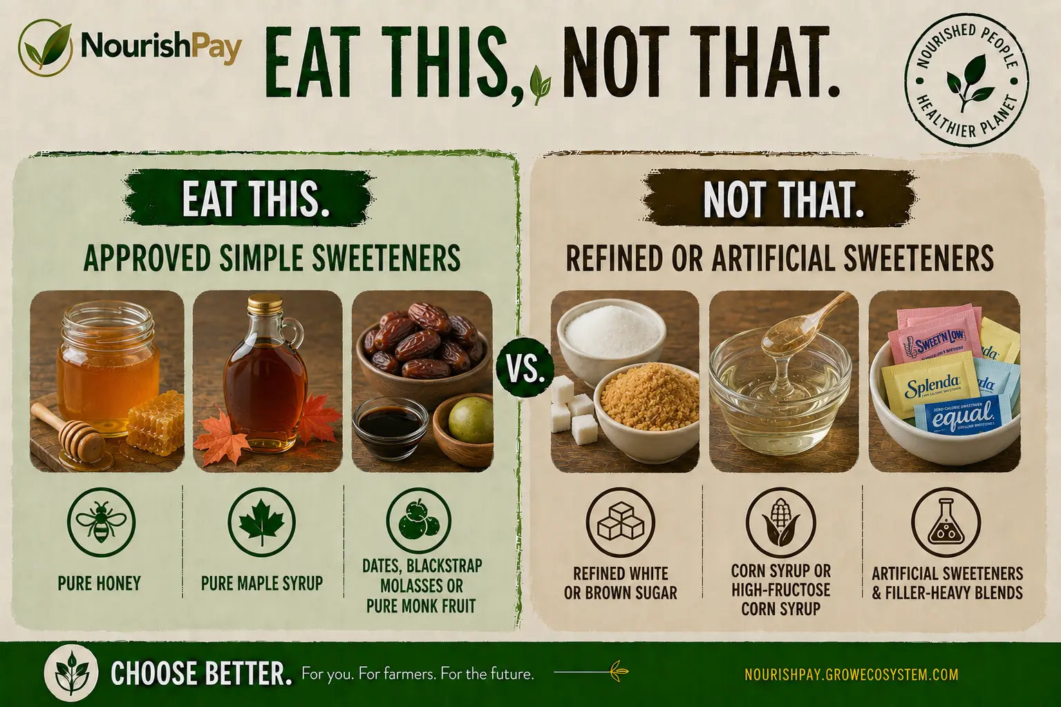 NourishPay Eat This, Not That guide for Sweeteners